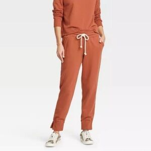 Universal Thread Brown Track Pants with Elastic Waistband